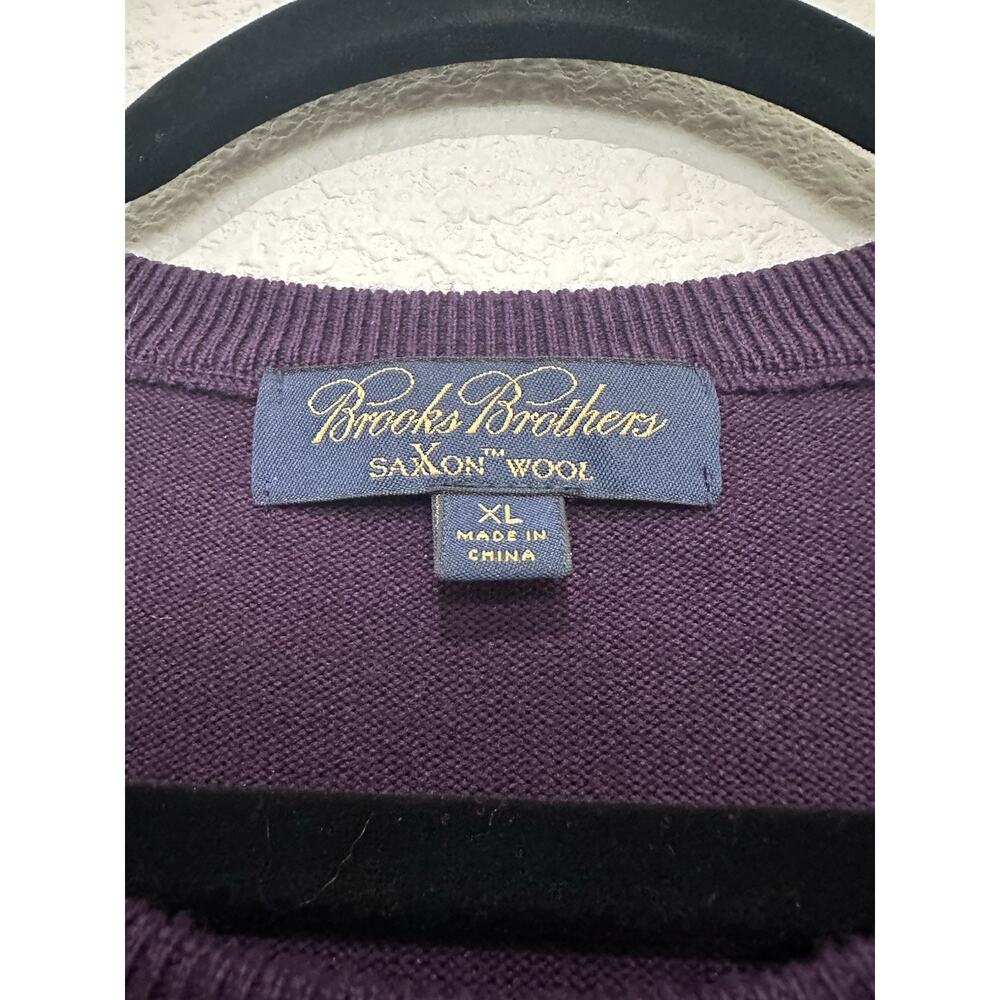 Brooks Brothers Sweater Mens XLarge Purple Saxxon Wool Crew Neck Career Casual - Picture 4 of 7